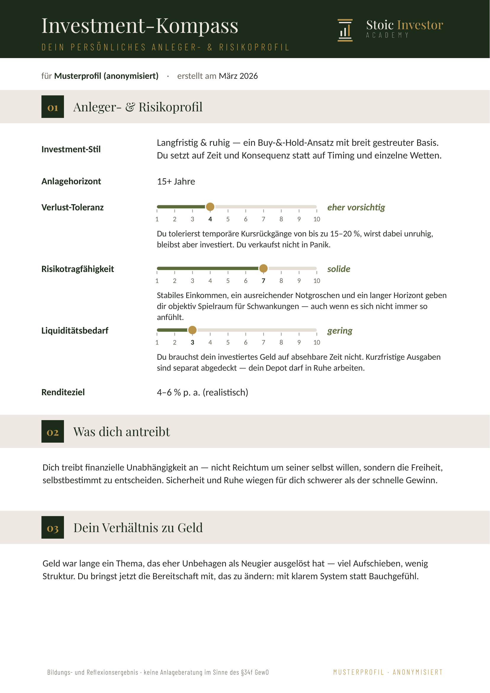 Investment-Kompass, Seite 1